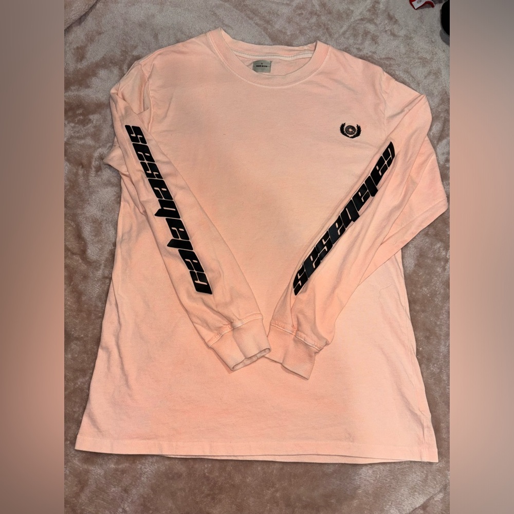 Women’s Yeezy calabasas peachy pink long sleeve shirt small: STAINED ON BACK*